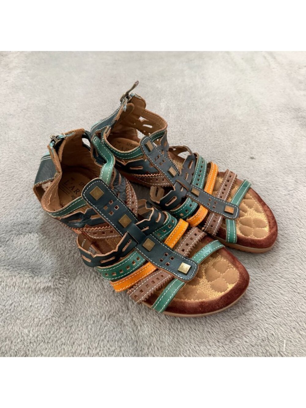 L'artiste by Spring Step Gipsy Leather Gladiator Sandals Shoes 37 US 6.5 7
